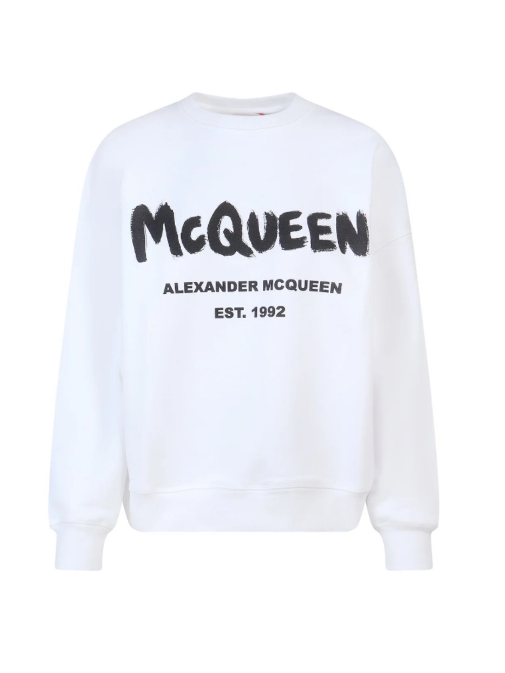 Alexander McQueen White Crewneck with Black Logo Print NWT